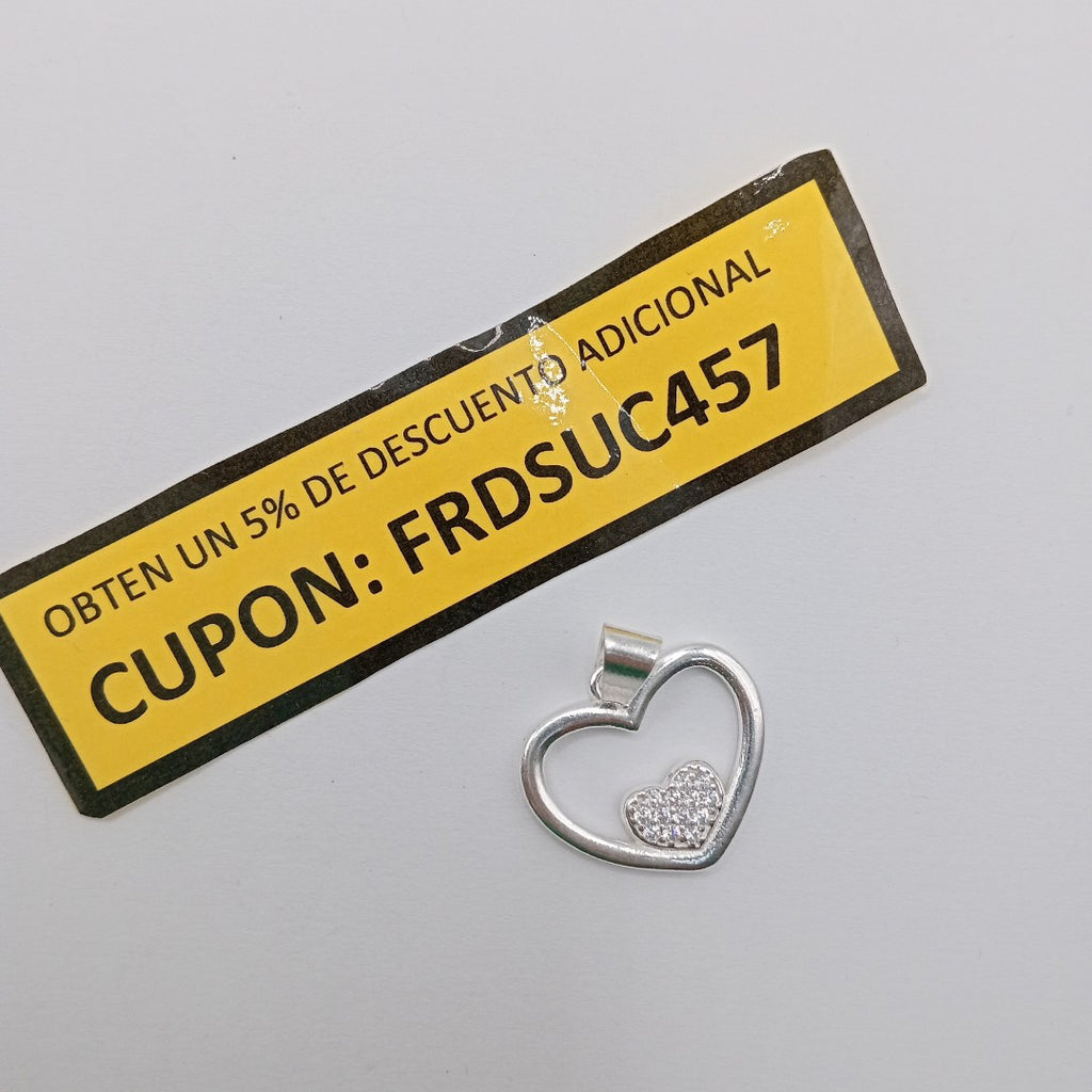 DIJE CORAZON C/CIRCONIAS PLATA .925 2.5 GR (NUEVO)
