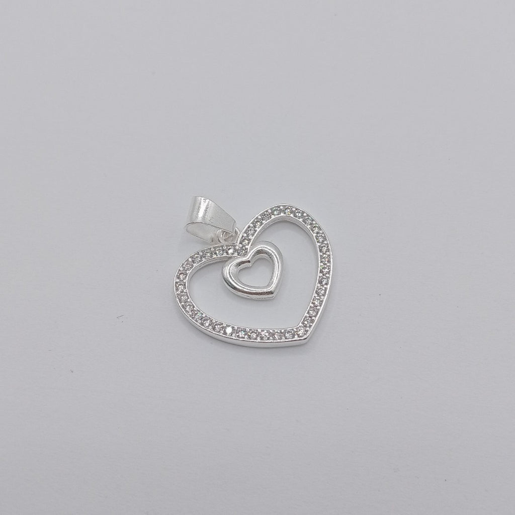 DIJE CORAZON C/CIRCONIAS PLATA .925 2.7 GR (NUEVO)