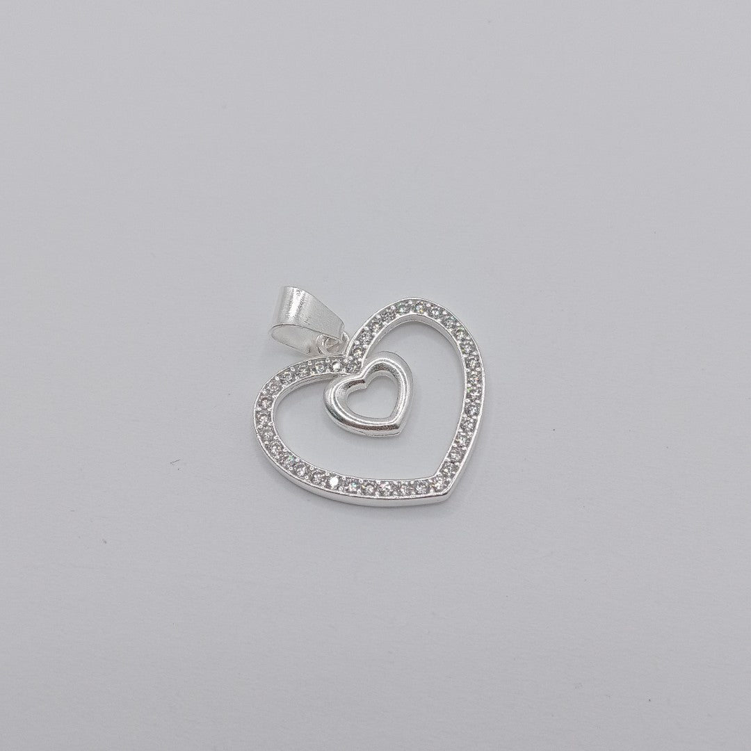 DIJE CORAZON C/CIRCONIAS PLATA .925 2.7 GR (NUEVO)