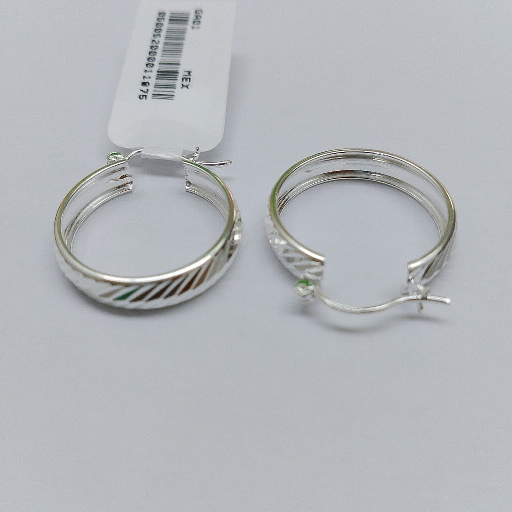 PAR ARRACADAS LABRADAS PLATA .925 2.4 GR (NUEVO)