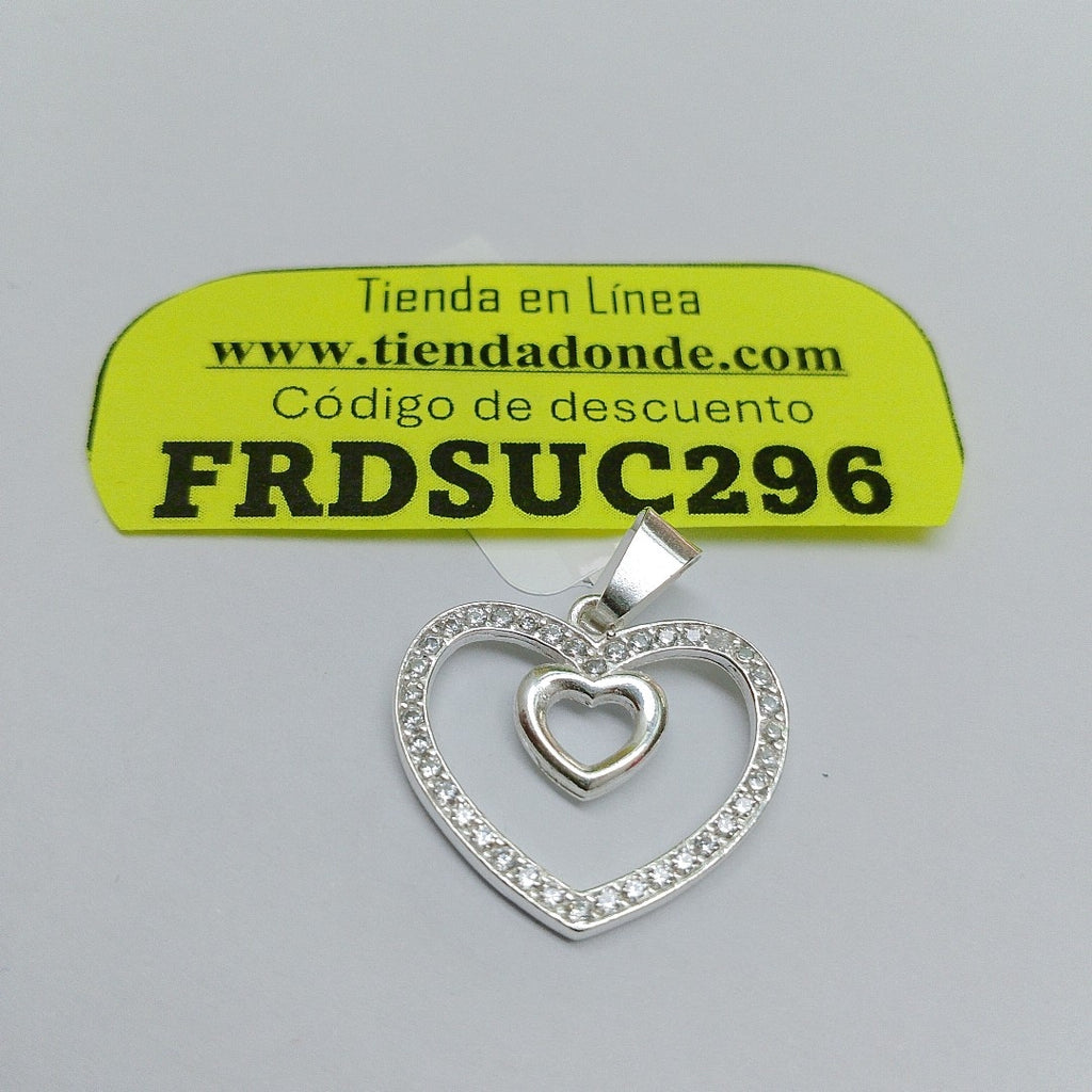 DIJE CORAZON C/CIRCONIAS PLATA .925 2.7 GR (NUEVO)