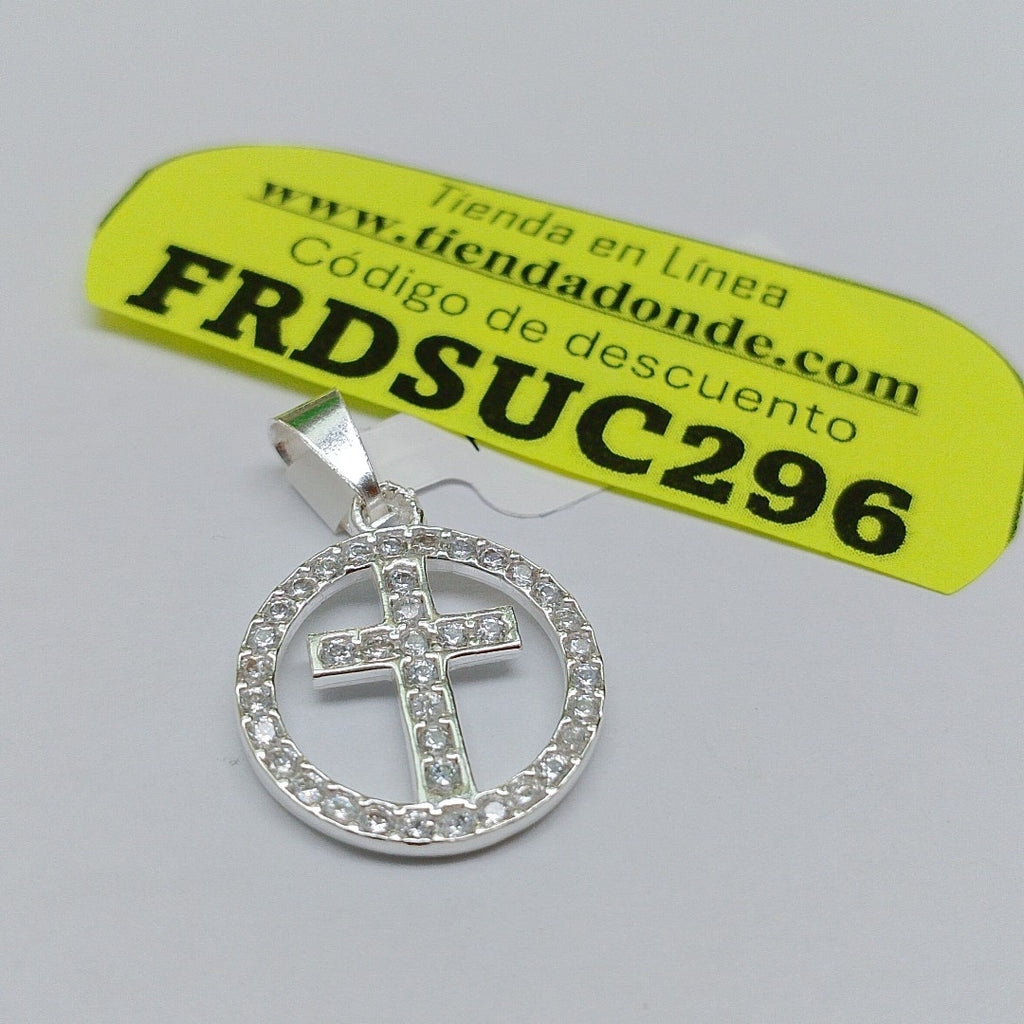 DIJE CRUZ C/CIRCONIAS PLATA .925 2.4 GR (NUEVO)
