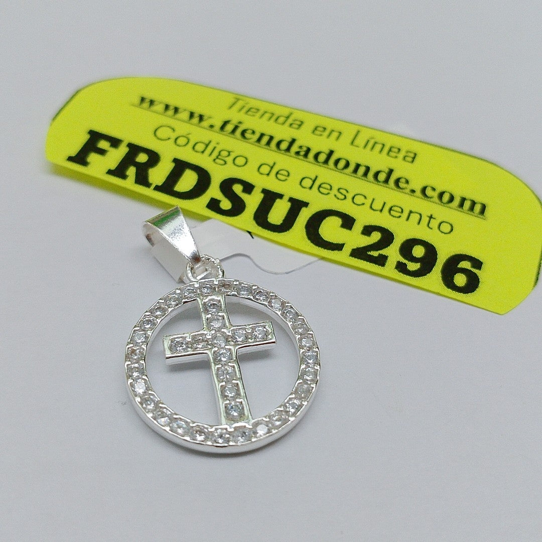DIJE CRUZ C/CIRCONIAS PLATA .925 2.4 GR (NUEVO)