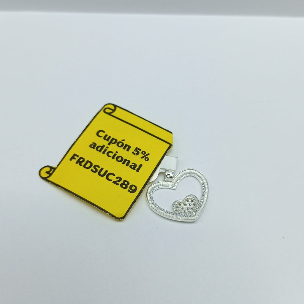 DIJE CORAZON C/CIRCONIAS PLATA .925 2.5 GR (NUEVO)