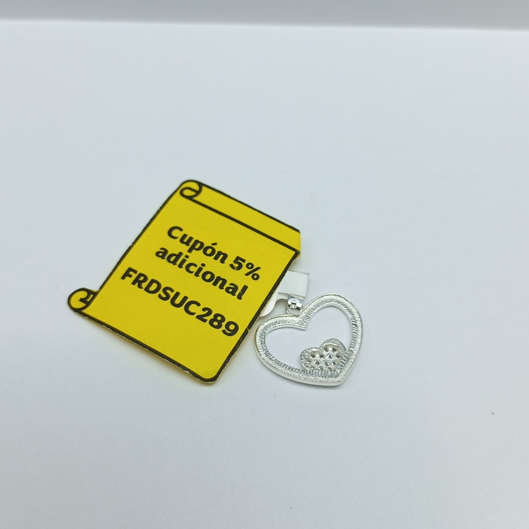 DIJE CORAZON C/CIRCONIAS PLATA .925 2.5 GR (NUEVO)