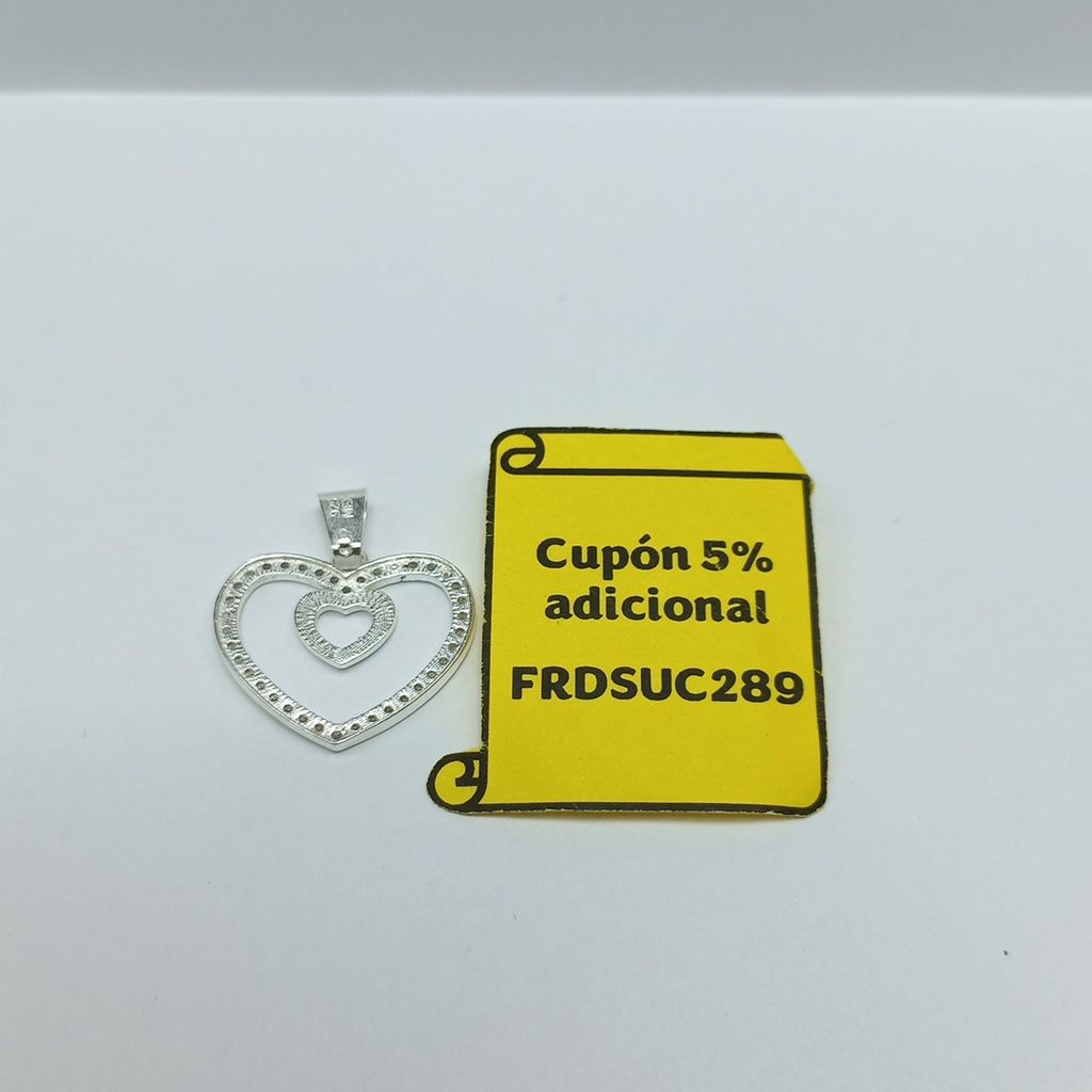 DIJE CORAZON C/CIRCONIAS PLATA .925 2.7 GR (NUEVO)