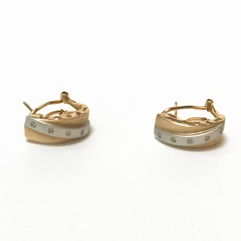 ARETES PAR ORO COMBINADO 14 K 7,40 GRMS (SEMINUEVO)