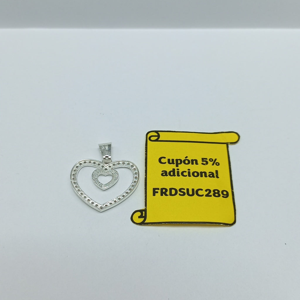 DIJE CORAZON C/CIRCONIAS PLATA .925 2.7 GR (NUEVO)
