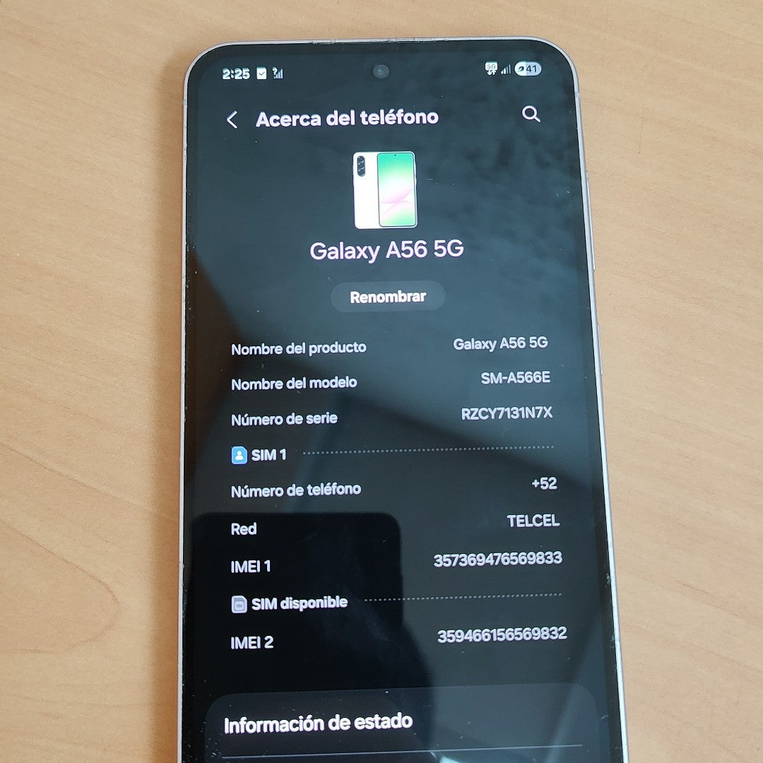 CELULAR SAMSUNG GALAXY A56 SM-A566E (2025) 256 GB 8 GB RAM (SEMINUEVO)