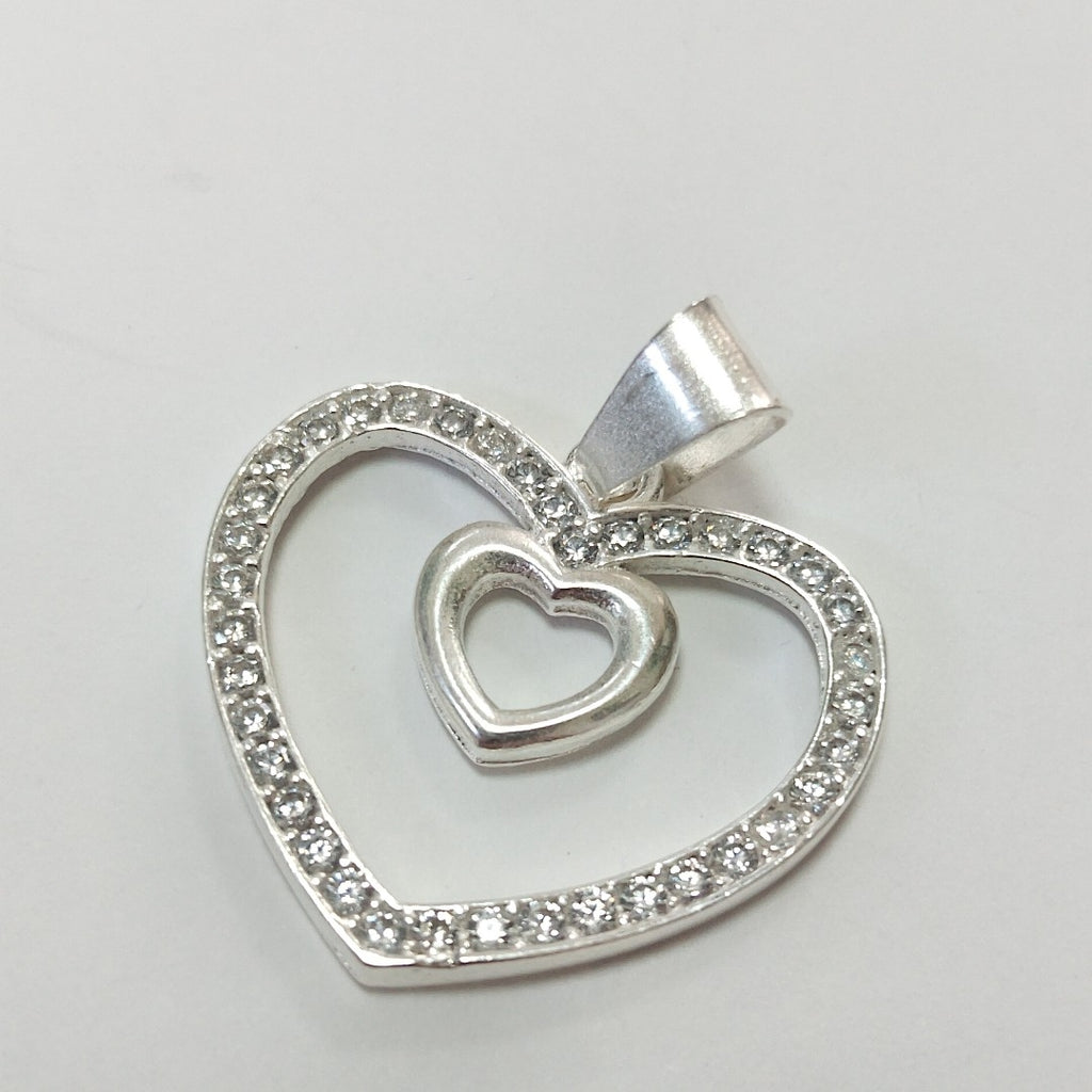 DIJE CORAZON C/CIRCONIAS PLATA .925 2.7 GR (NUEVO)