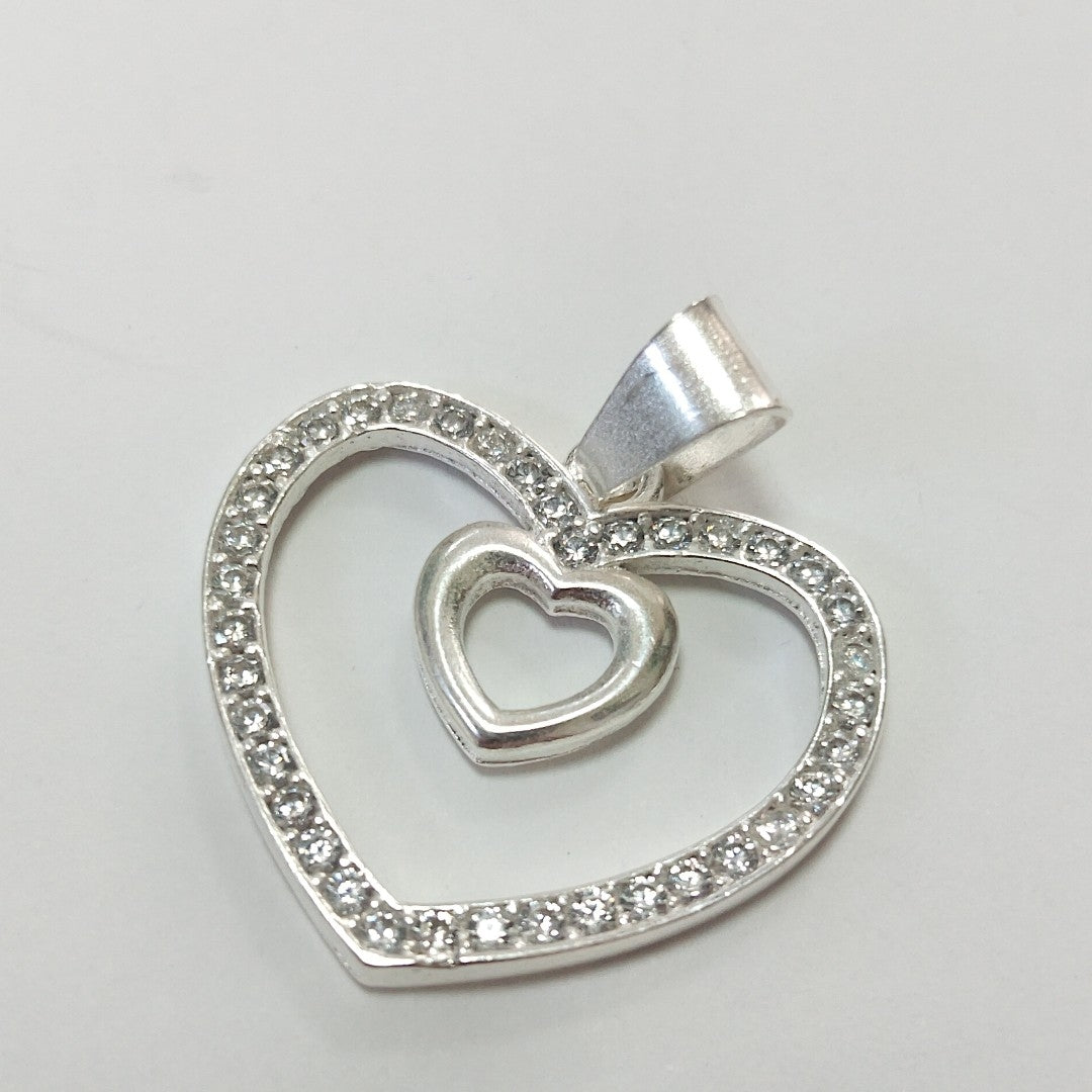 DIJE CORAZON C/CIRCONIAS PLATA .925 2.7 GR (NUEVO)