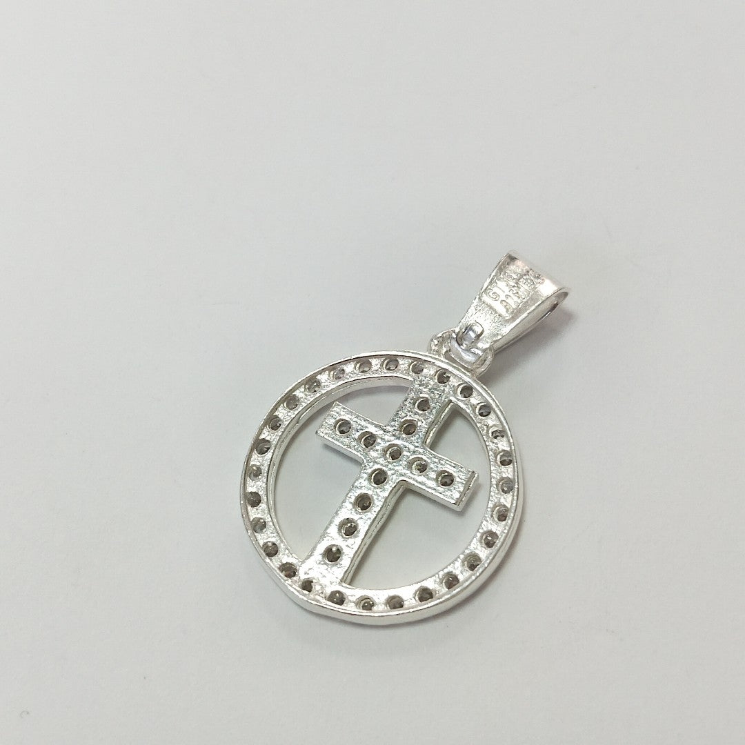 DIJE CRUZ C/CIRCONIAS PLATA .925 2.4 GR (NUEVO)