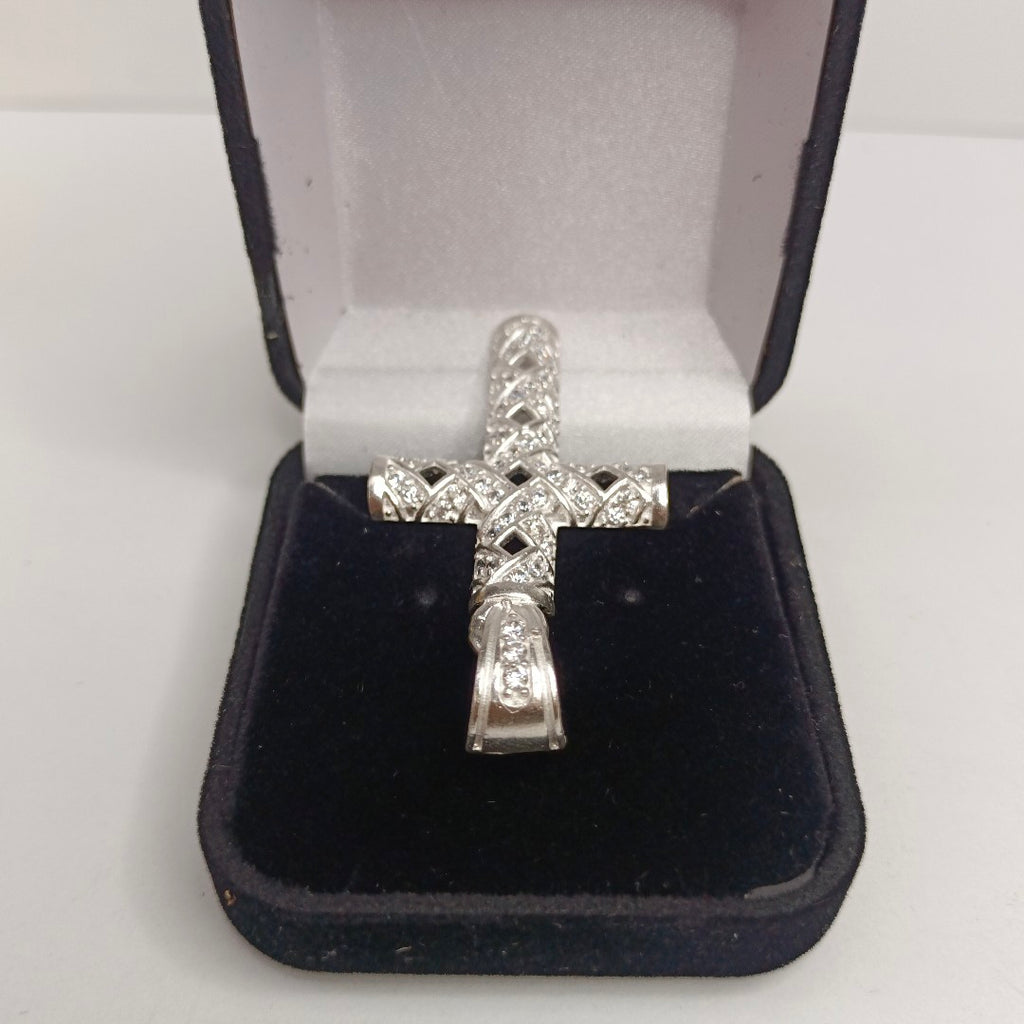 DIJE CRUZ C/CIRCONIAS PLATA .925 7.8 GR (NUEVO)