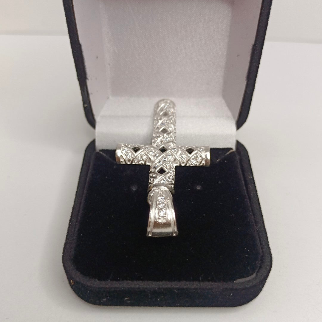 DIJE CRUZ C/CIRCONIAS PLATA .925 7.8 GR (NUEVO)