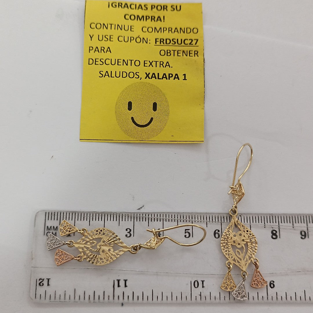 ARETES PAR ORO COMBINADO 14 K 3,50 GRMS (SEMINUEVO)
