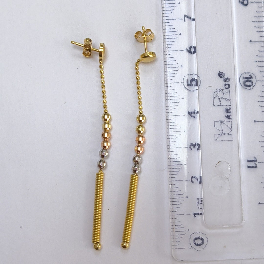 ARETES PAR ORO COMBINADO 14 K 3,80 GRMS (SEMINUEVO)