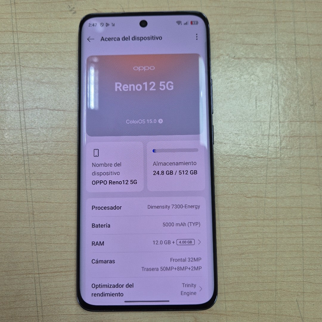 CELULAR OPPO   RENO12 5G CPH2625 (2024) 512 GB 12 GB RAM (SEMINUEVO)