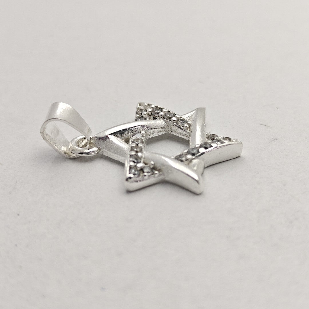 DIJE ESTRELLA DE DAVID C/CIRCONIAS PLATA .925 2.6 GR (NUEVO)