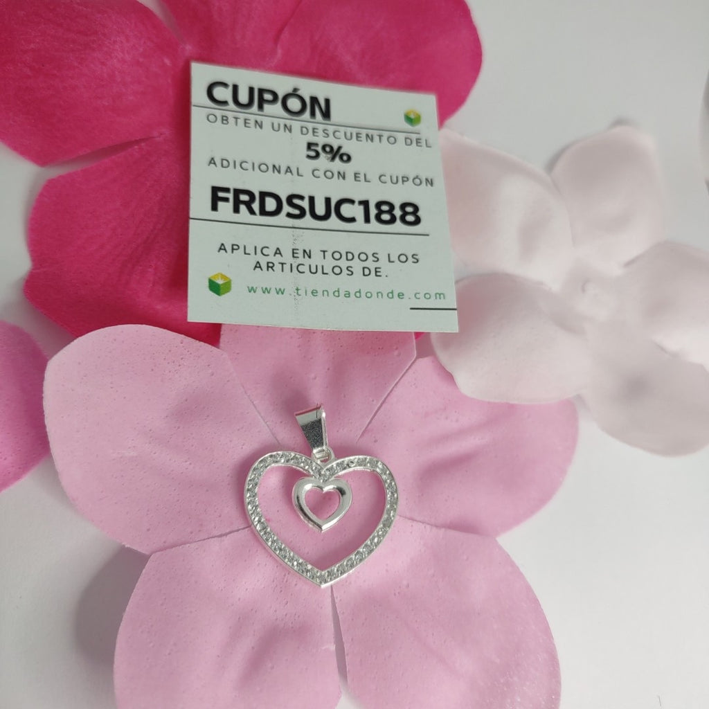 DIJE CORAZON C/CIRCONIAS PLATA .925 2.7 GR (NUEVO)