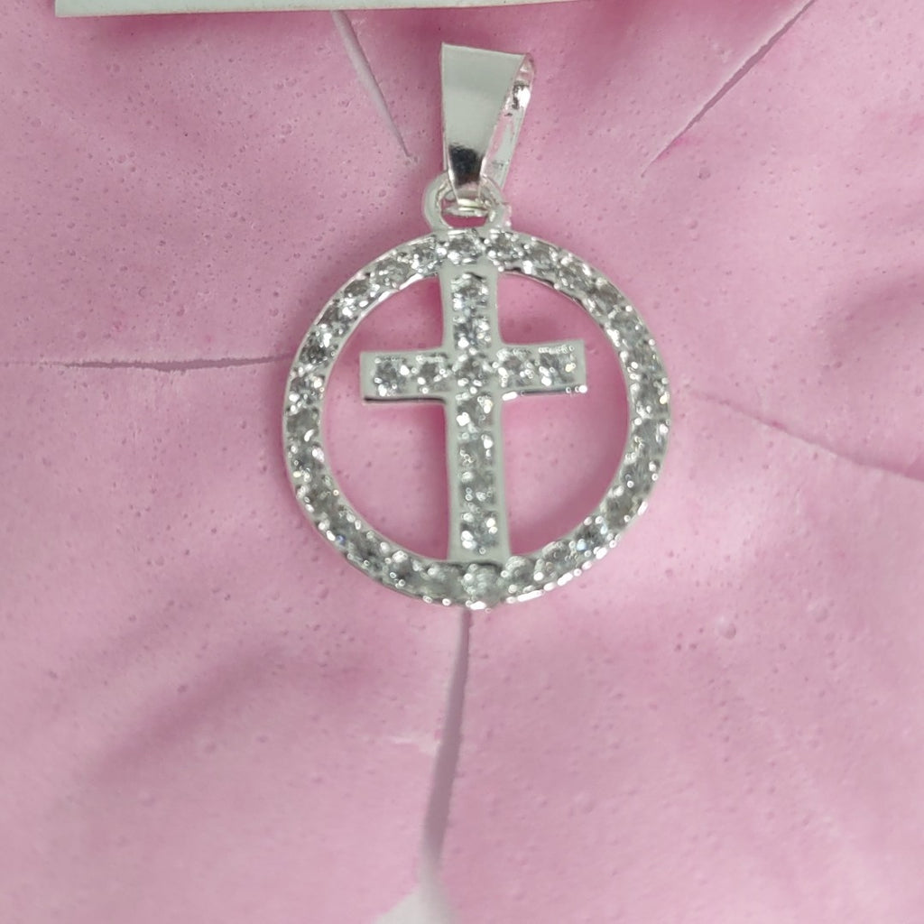 DIJE CRUZ C/CIRCONIAS PLATA .925 2.4 GR (NUEVO)