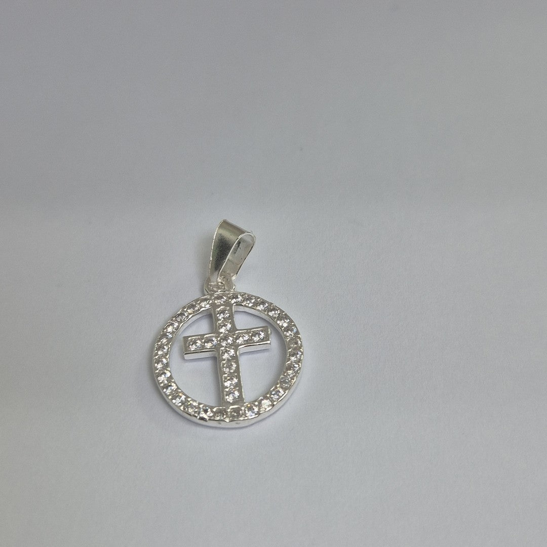 DIJE CRUZ C/CIRCONIAS PLATA .925 2.4 GR (NUEVO)