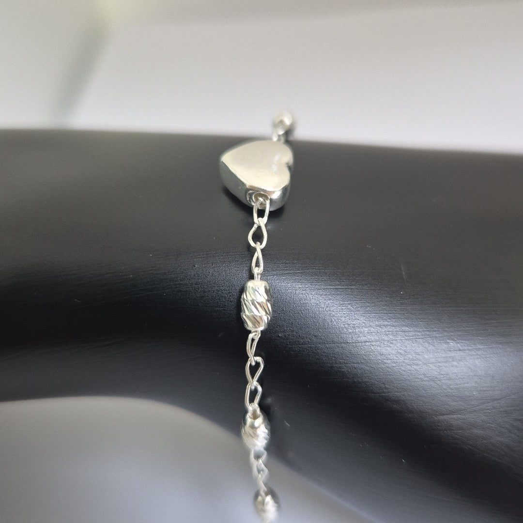 PULSERA TEJIDO CORAZON PLATA .925 18 CM 3.3 GR (NUEVO)