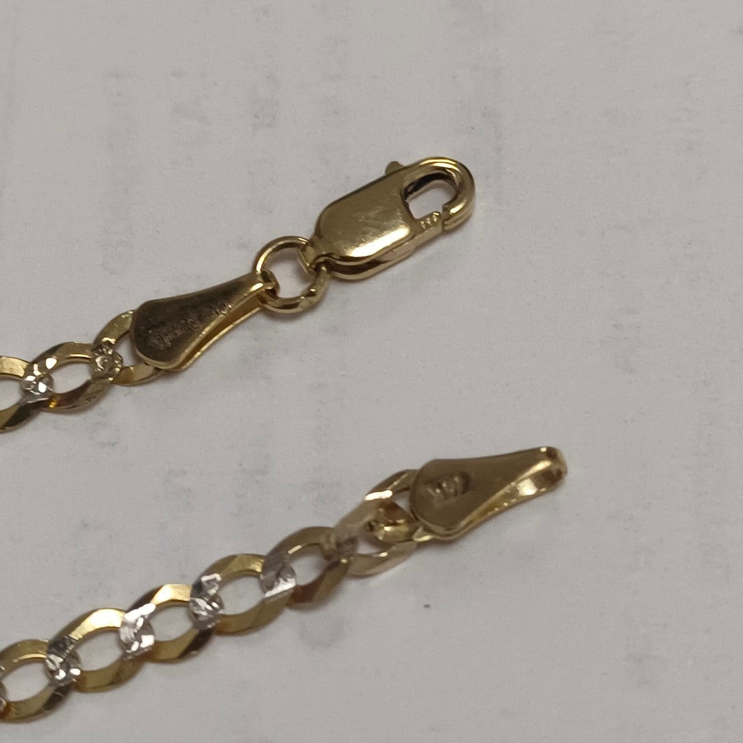 PULSERAS BARBADA DIAMANTADA ORO 14K 21 CM 3.6 GR (NUEVO)