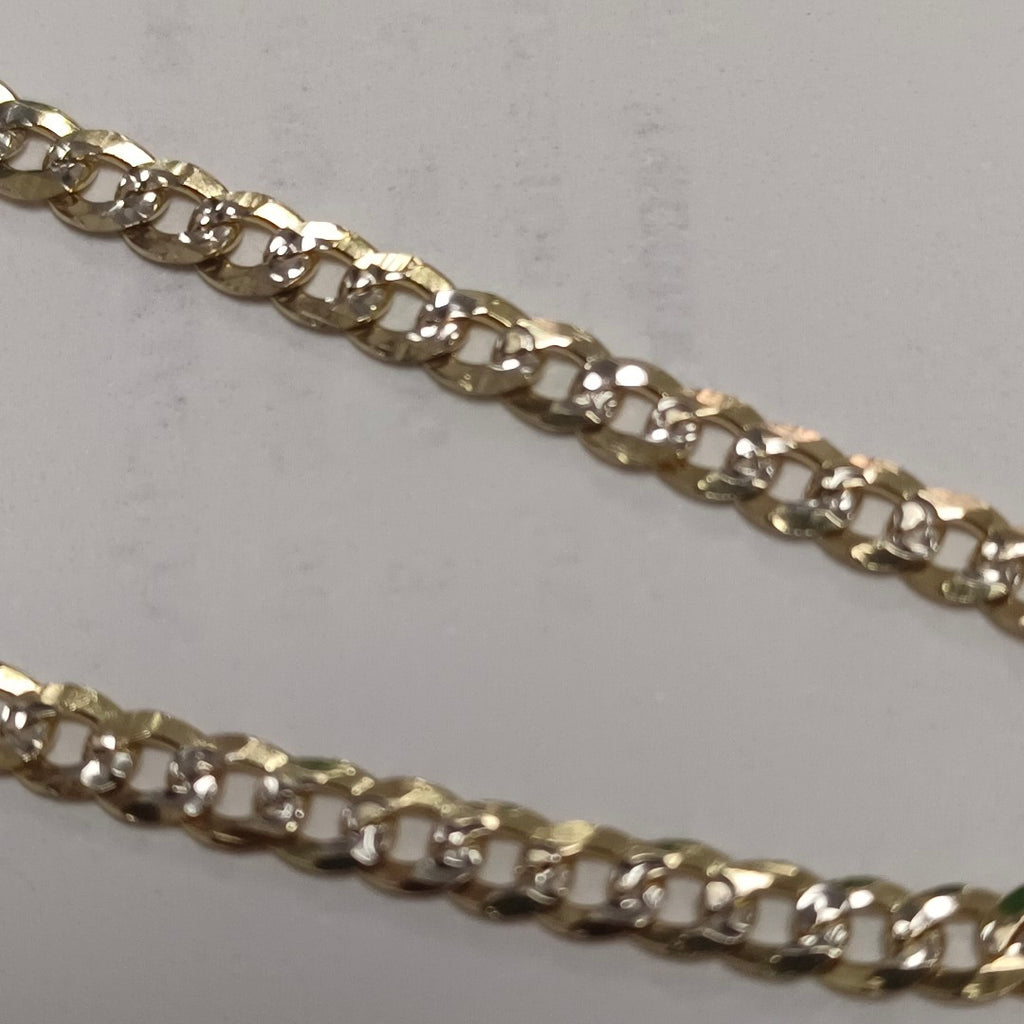 PULSERAS TEJIDO BARBADA DIAMANTADA ORO 14K 18 CM 3.1 GR (NUEVO)