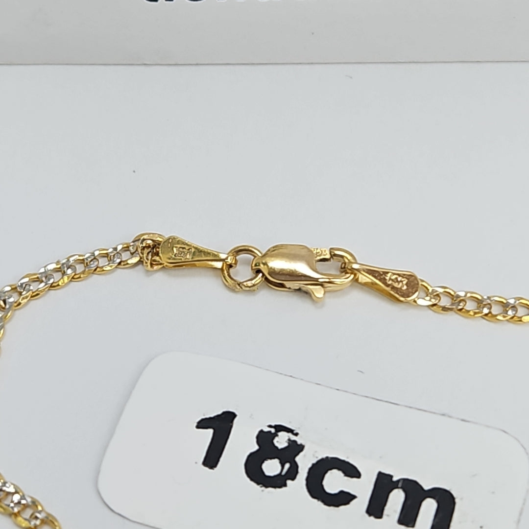 PULSERAS BARBADA DIAMANTADA ORO 14K 18 CM 2.2 GR (NUEVO)