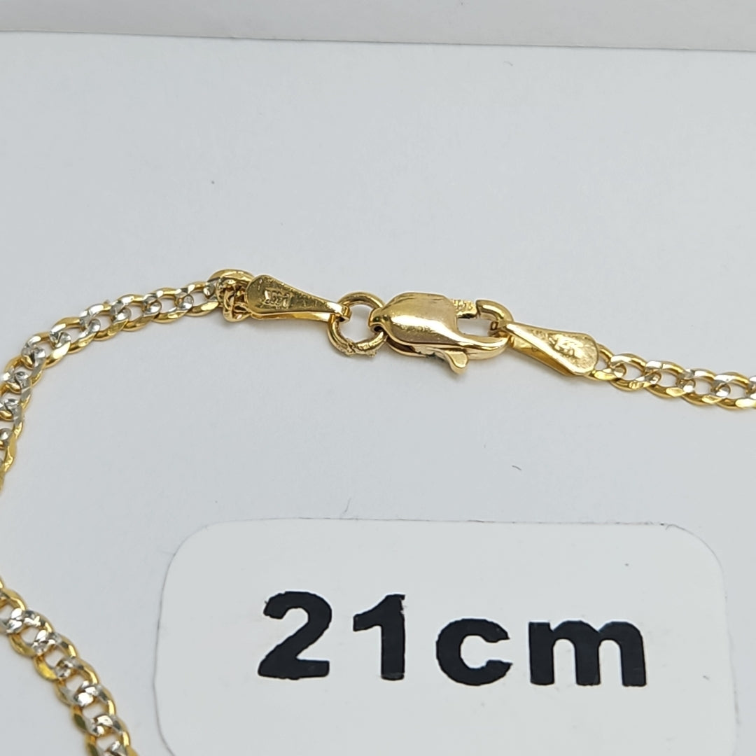 PULSERAS BARBADA DIAMANTADA ORO 14K 18 CM 2.5 GR (NUEVO)