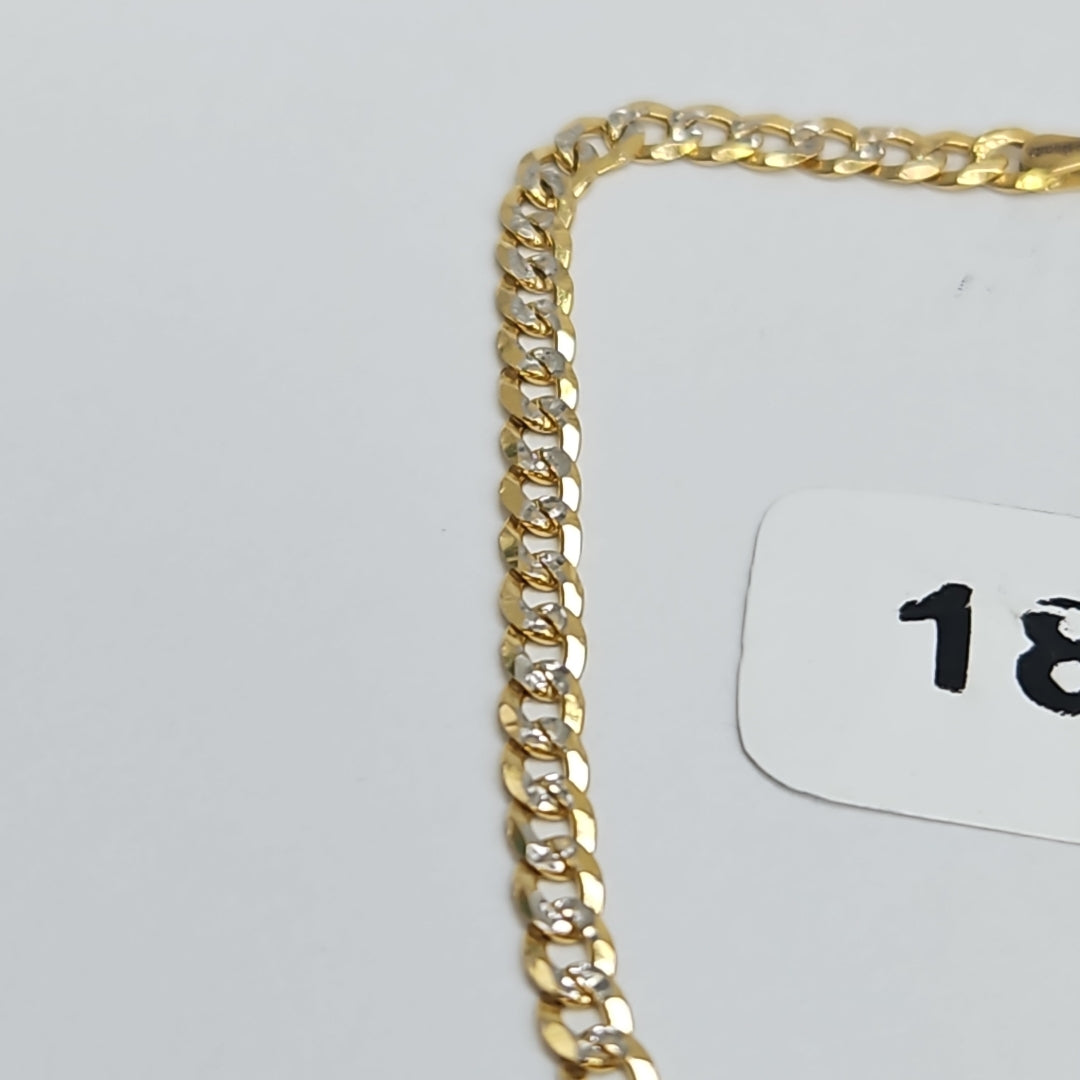 PULSERAS TEJIDO BARBADA DIAMANTADA ORO 14K 18 CM 3.1 GR (NUEVO)