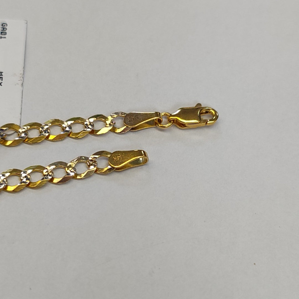 PULSERAS TEJIDO BARBADA DIAMANTADA ORO 14K 21 CM 4.9 GR (NUEVO)