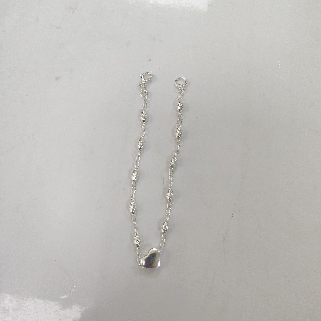 PULSERA TEJIDO CORAZON PLATA .925 18 CM 3.3 GR (NUEVO)