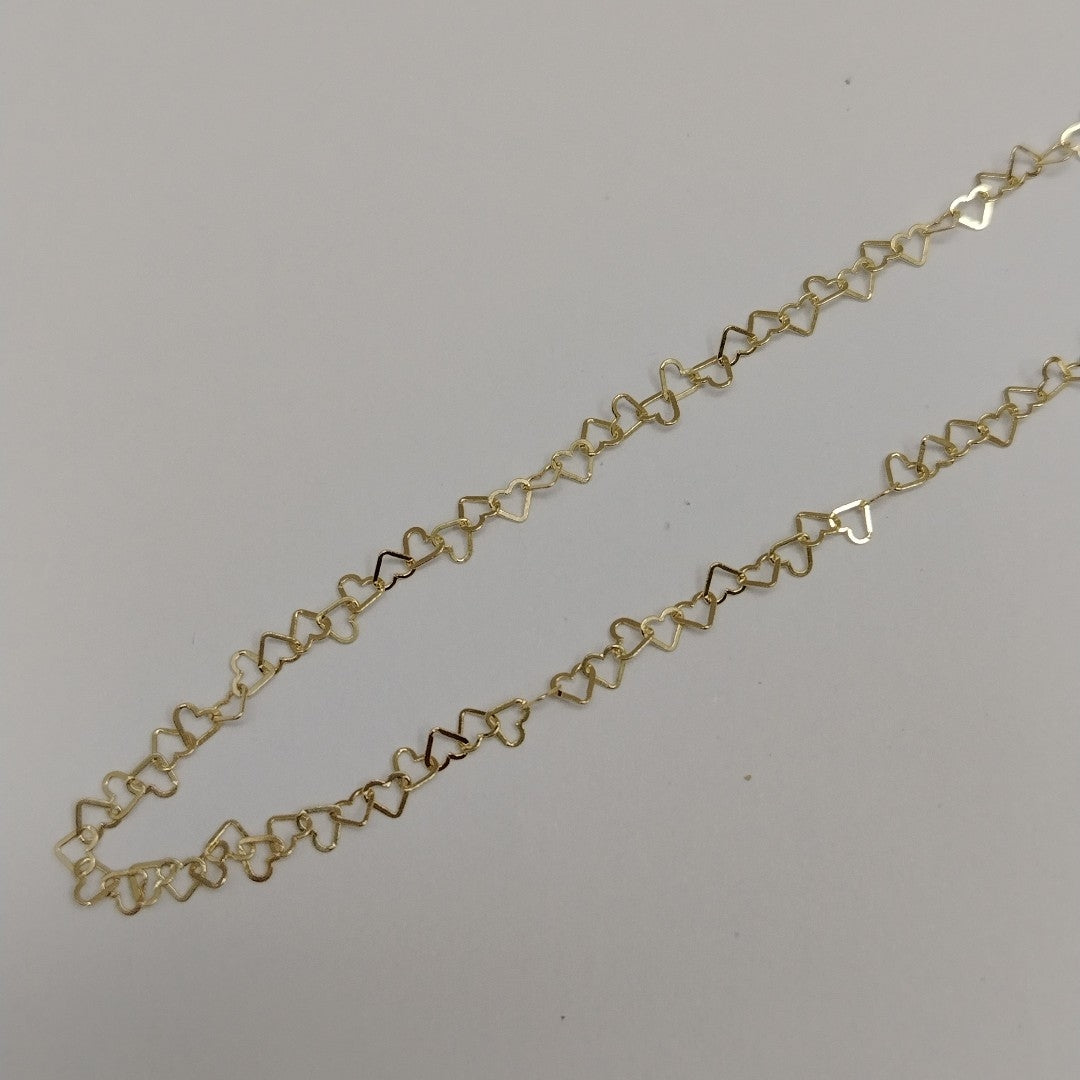 CADENAS TEJIDO CORAZONES ORO 10K 50 CM 2.5 GR (NUEVO)