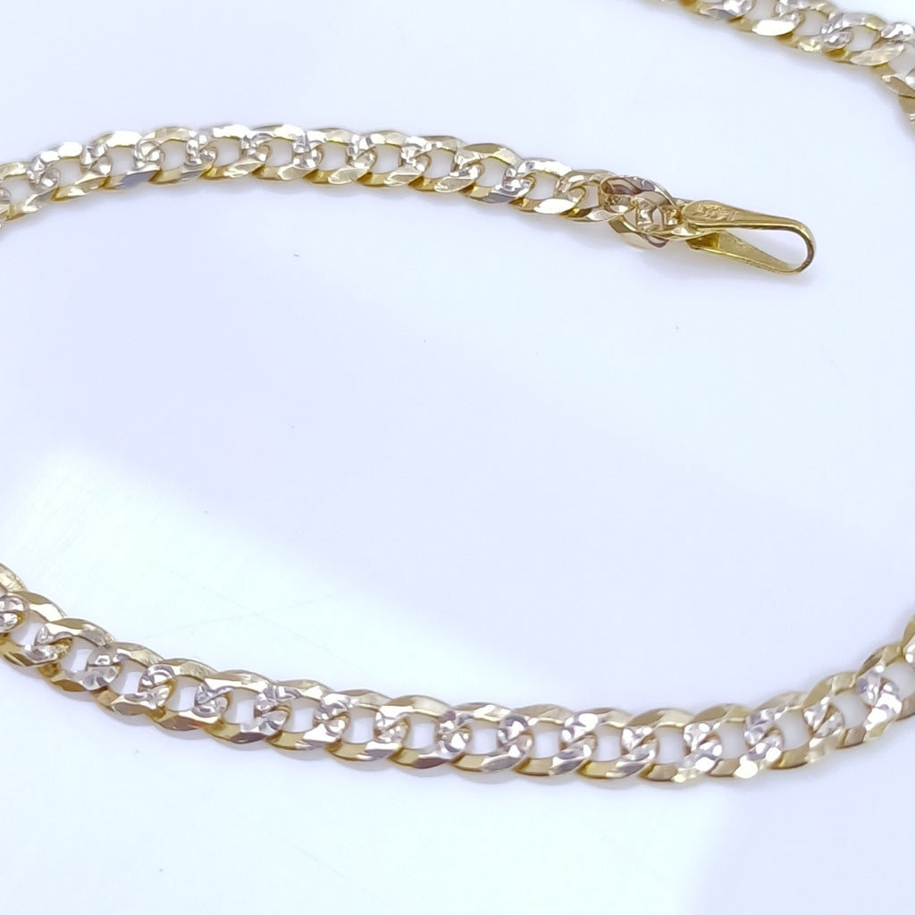 PULSERAS TEJIDO BARBADA DIAMANTADA ORO 14K 18 CM 3.1 GR (NUEVO)