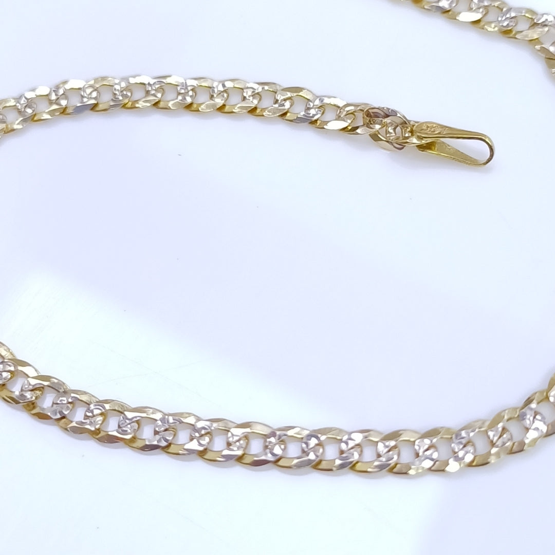 PULSERAS TEJIDO BARBADA DIAMANTADA ORO 14K 18 CM 3.1 GR (NUEVO)