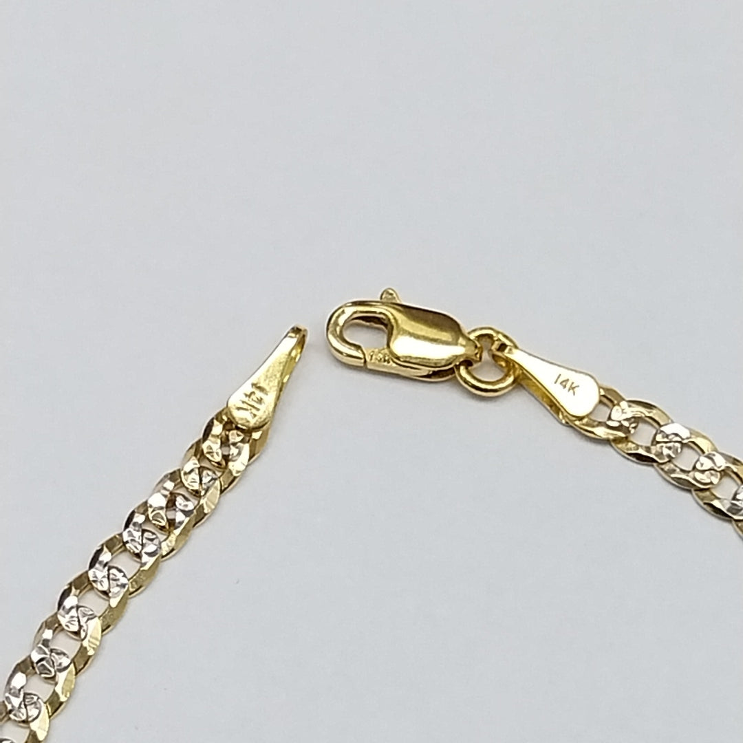 PULSERAS TEJIDO BARBADA DIAMANTADA ORO 14K 18 CM 3.1 GR (NUEVO)