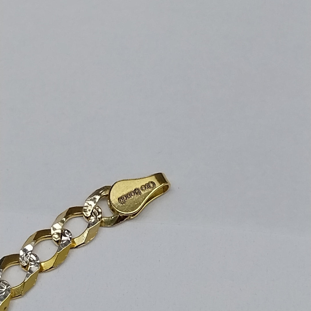 PULSERAS TEJIDO BARBADA DIAMANTADA ORO 14K 21 CM 6.4 GR (NUEVO)