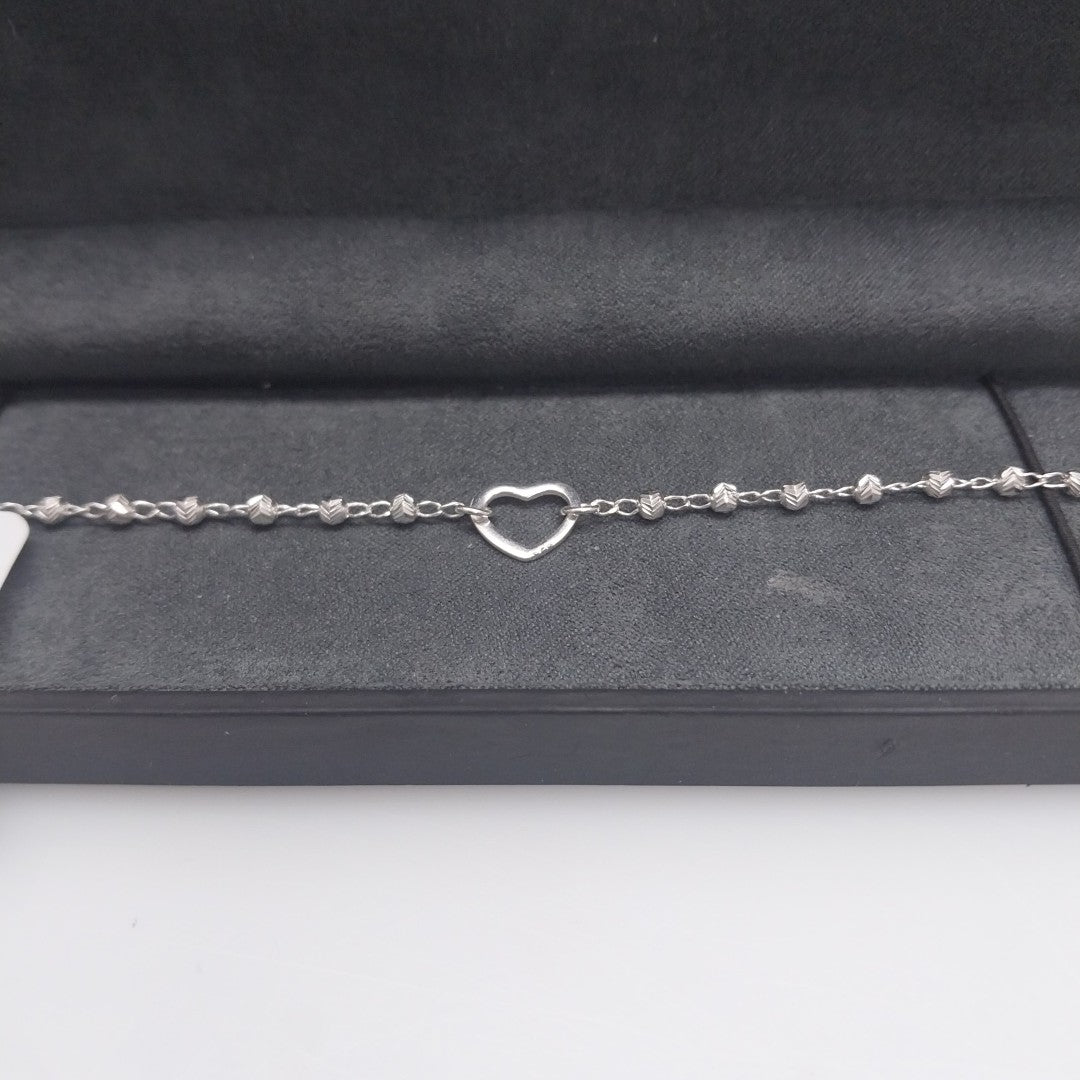 PULSERA TEJIDO CORAZON PLATA .925 18 CM 2 GR (NUEVO)