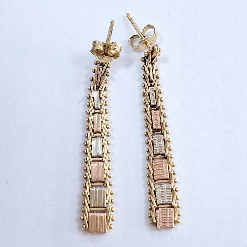 ARETES PAR ORO COMBINADO 14 K 4,40 GRMS (SEMINUEVO)