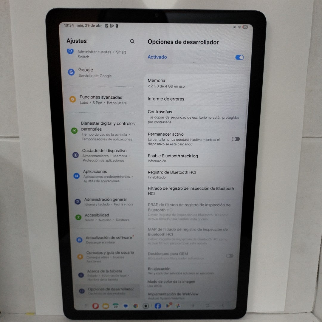 TABLETA SAMSUNG GALAXY TAB S6 LITE SM-P620 (2024) 128 GB 4 GB RAM (SEMINUEVO)