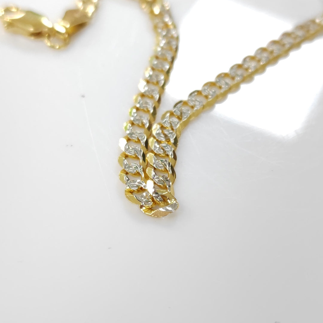 PULSERAS TEJIDO BARBADA DIAMANTADA ORO 14K 21 CM 5 GR (NUEVO)