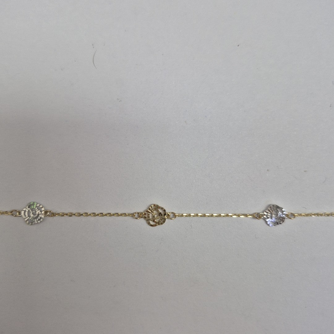 PULSERAS TEJIDO ESPECIAL C/DIJE ORO 10K 18 CM 1.1 GR (NUEVO)
