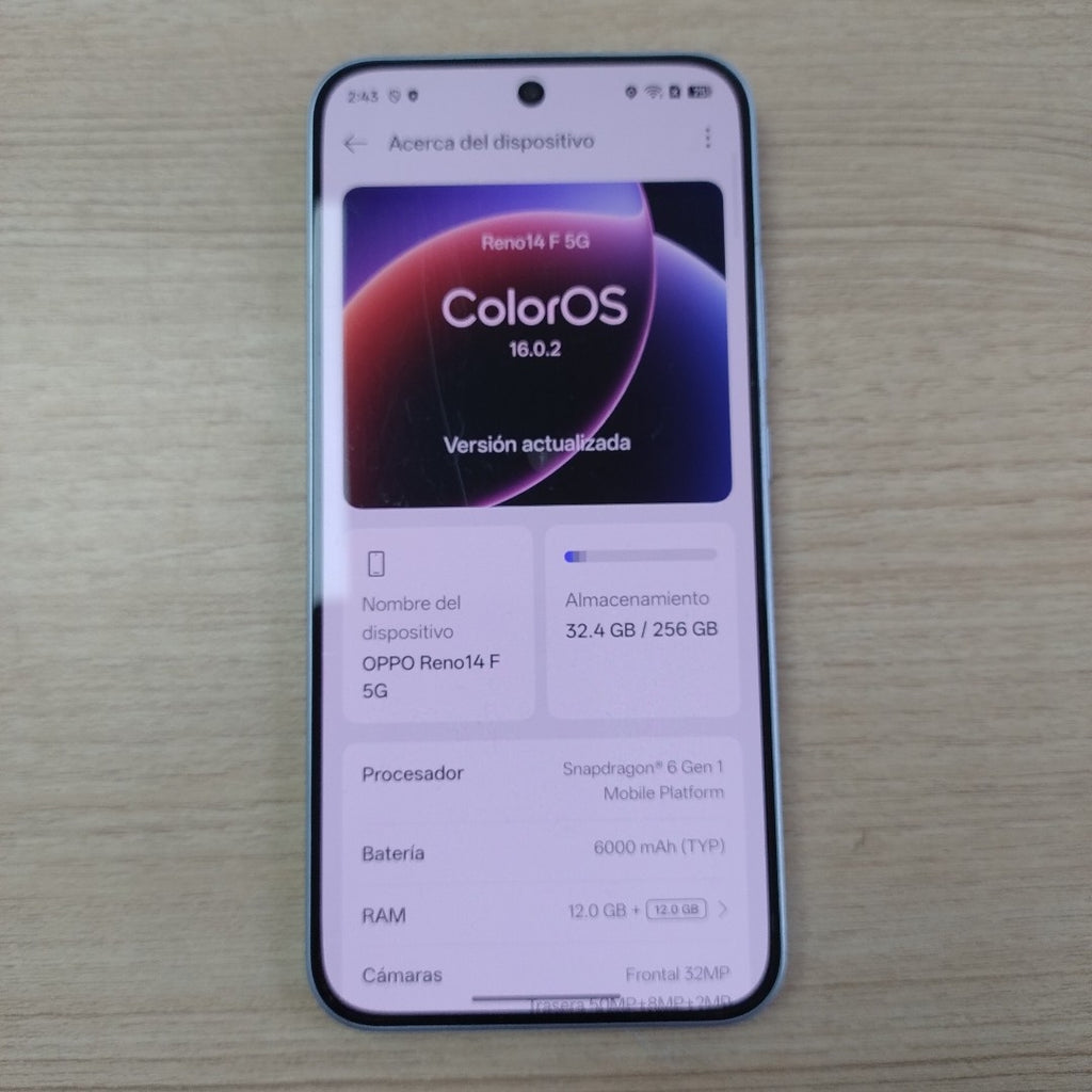 CELULAR OPPO  RENO 14 F CPH2743 (2025) 256 GB 12 GB RAM (SEMINUEVO)