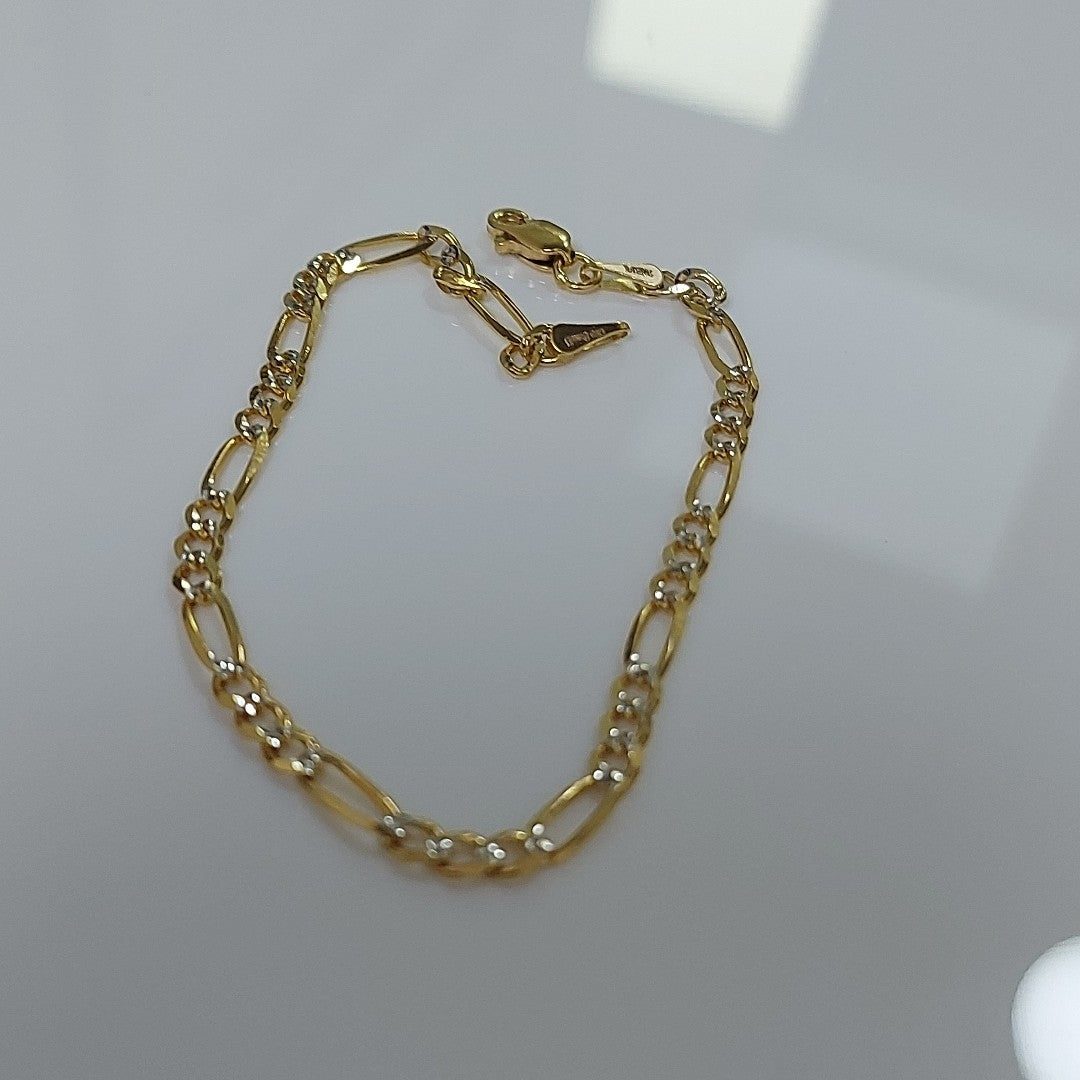 PULSERAS 3X1 DIAMANTADA ORO 14K 18 CM 3 GR (NUEVO)