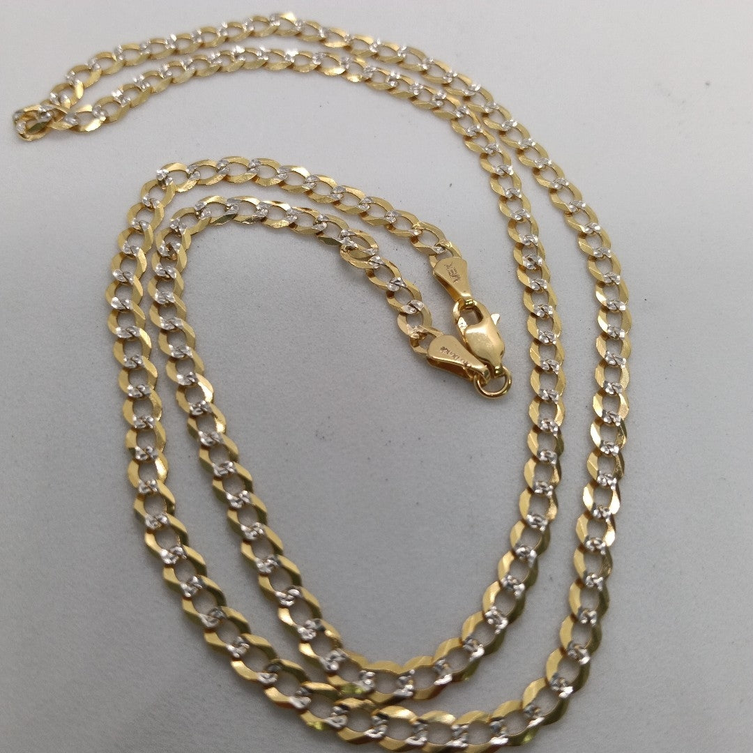 CADENAS BARBADA DIAMANTADA ORO 14K 55 CM 8.9 GR (NUEVO)