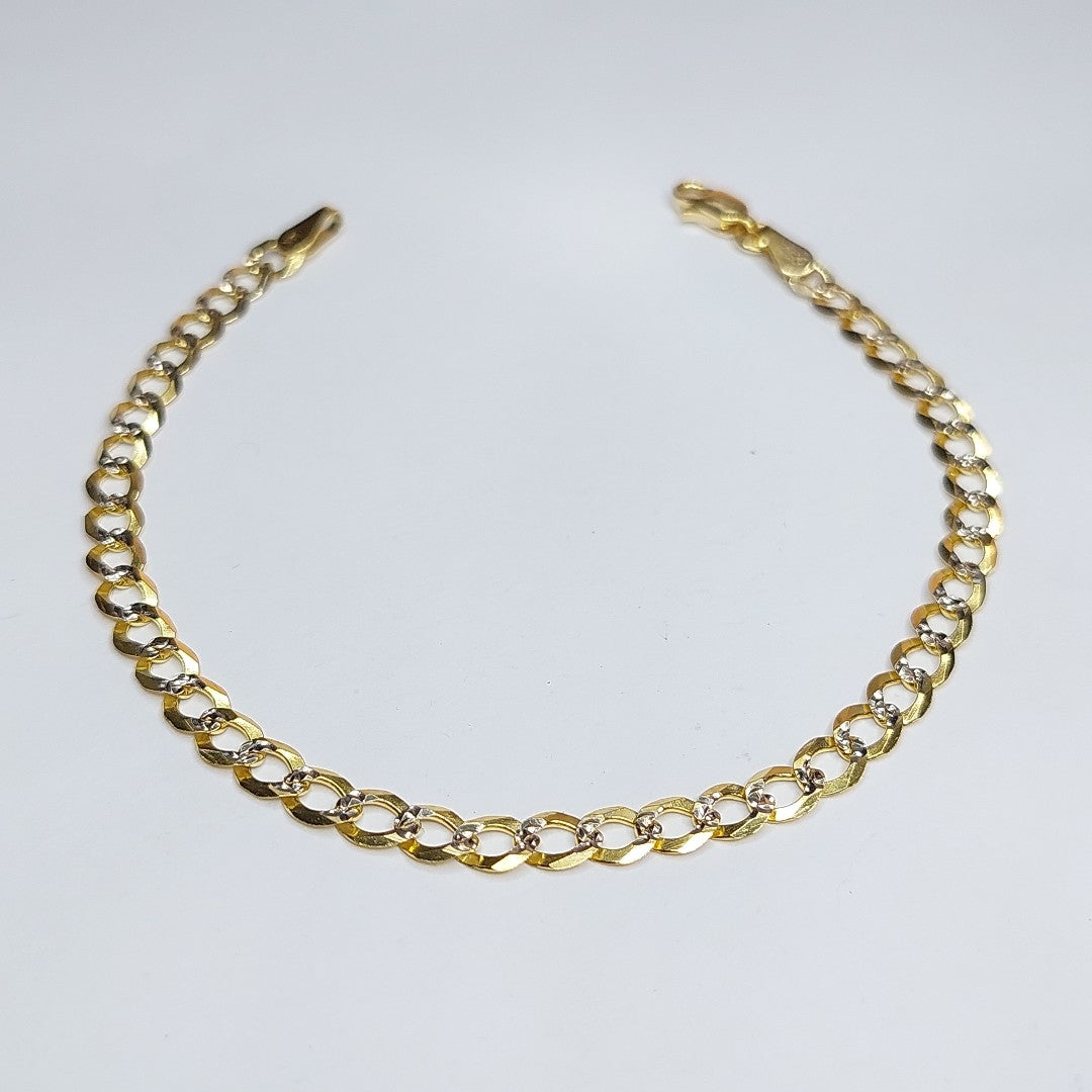 PULSERAS TEJIDO BARBADA DIAMANTADA ORO 14K 21 CM 4.9 GR (NUEVO)