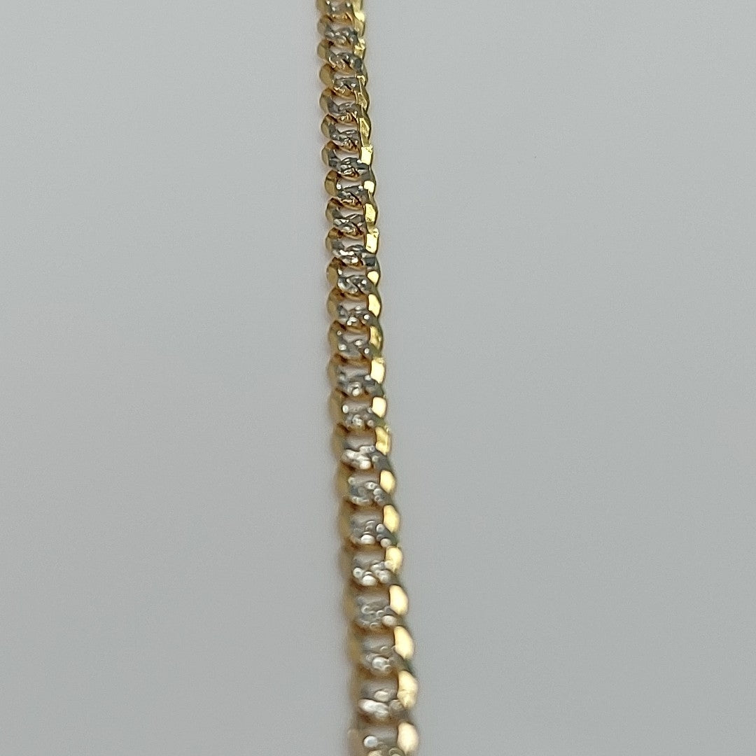 PULSERAS TEJIDO BARBADA DIAMANTADA ORO 14K 18 CM 3.1 GR (NUEVO)