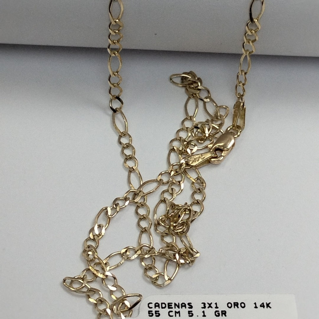 CADENAS 3X1 ORO 14K 55 CM 5.1 GR (NUEVO)