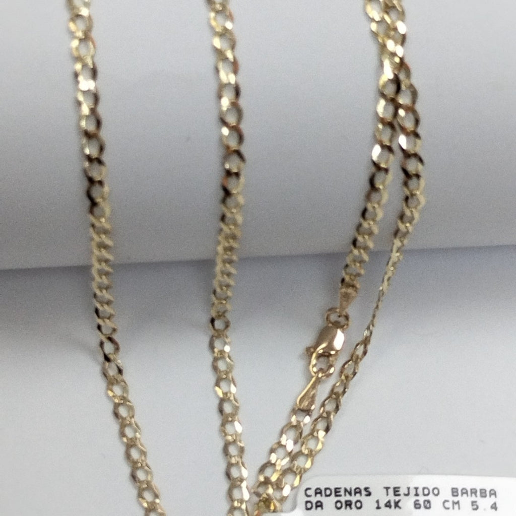 CADENAS TEJIDO BARBADA ORO 14K 60 CM 5.4 GR (NUEVO)